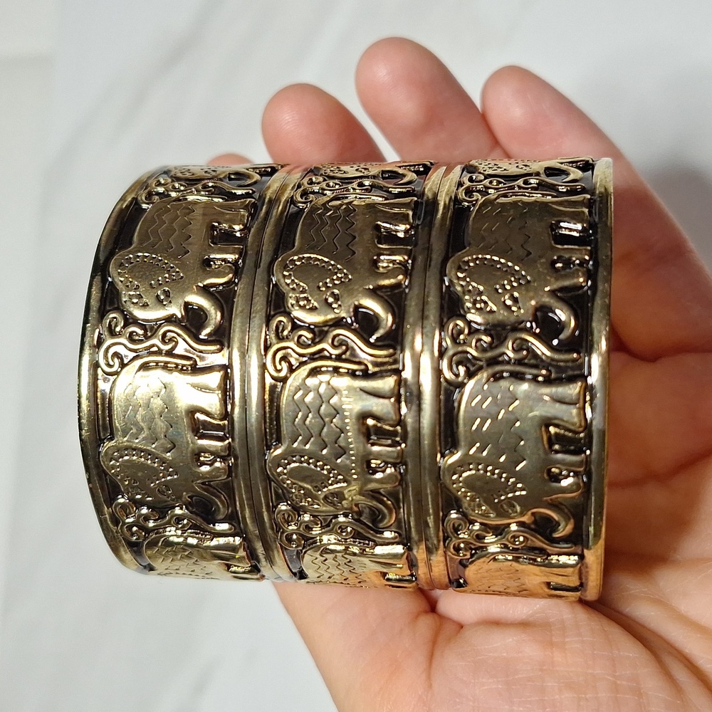 NEW! Gold Egypt African Gold Elephant Cuff Statement Bracelet